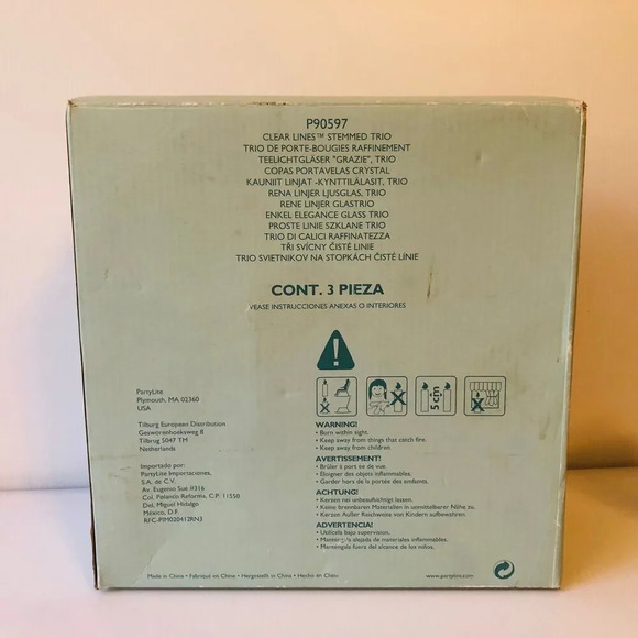 PartyLite Clear Lined Stemmed Trio P90597 in Original Box - Picture 4 of 4